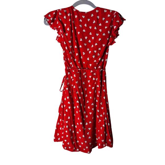 Aritzia Sunday Best Women’s Red Mini Wrap Dress With Hearts Size XXS - Picture 2 of 9